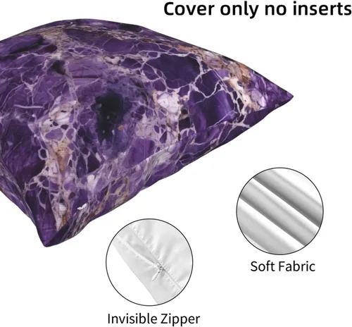 Vista 5 de Fundas de almohada con estampado de mármol morado, fundas de almohada suaves, fundas de almohada cuadradas, fundas de cojín decorativas para sofá