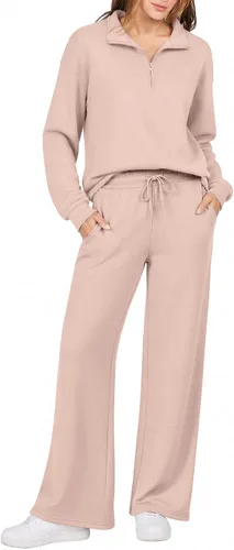 Vista 10 de Ekouaer 2 Piece Sets for Women Half Zip Lounge Sets Matching Fall Outfits Black