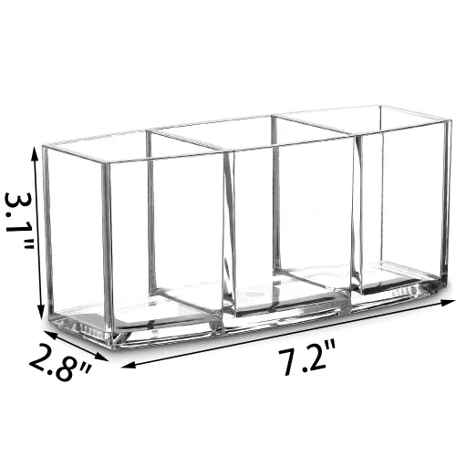 Vista 4 de Organizador de brochas de maquillaje acrílico con 3 ranuras