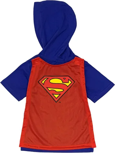 Vista 2 de DC Comics Camiseta de disfraz de superhéroe para niños pequeños con máscara y capa