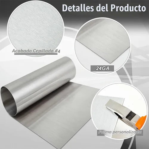 Vista 3 de MorningRo Hoja de acero inoxidable 304 de 48 x 96 pulgadas, acabado cepillado de calibre 24 con película protectora, panel de metal de grado