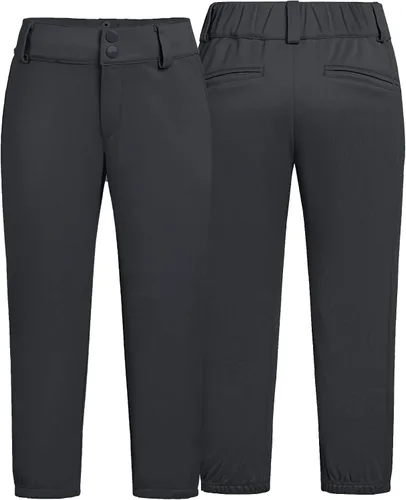 Vista 2 de QBK 2T-13Years - Pantalones de sóftbol para niñas, pantalones de práctica de béisbol para niños y jóvenes, pantalones de béisbol para niños pequeños