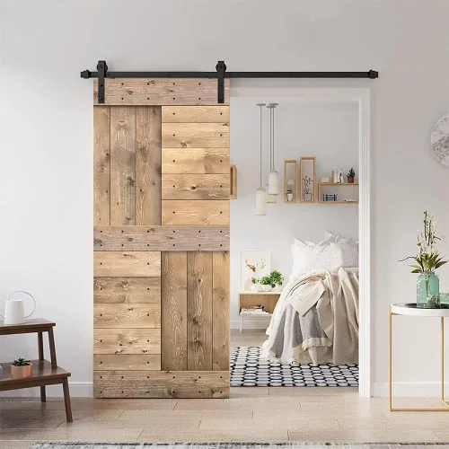 Vista 35 de TMS Serie N - Puerta corrediza interior de madera de pino anudada con kit de herrajes deslizantes (32 x 84 pulgadas, blanco)