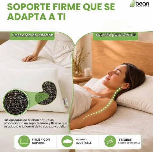 Vista 3 de Bean Products Almohada de casco de trigo sarraceno orgánico, japonés, 14 x