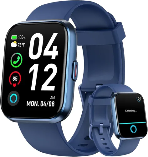 Vista 12 de Reloj inteligente para hombres y mujeres, reloj inteligente HD de 1.85 pulgadas para iPhone/Samsung/Android (respuesta/hace), rastreador de Negro
