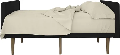 Vista 8 de Sábanas para sofá cama – Juego de 4 piezas, tamaño matrimonial, bolsillo profundo de 6 pulgadas de microfibra ultrasuave, doble cepillado, Negro