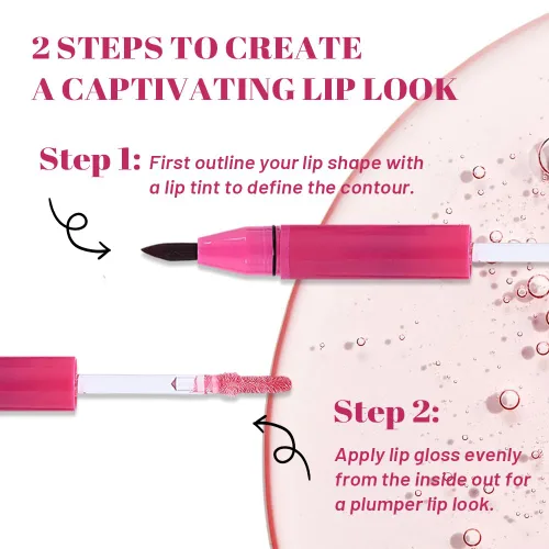 Vista 4 de evpct Lápiz labial líquido mate malva con aceite de labios, acabado brillante, lápiz labial 2 en 1, resistente al agua de larga duración