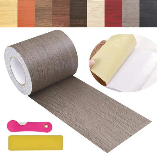 Vista 10 de Cinta de Reparación de Veta de Madera, 2.4 pulgadas X 32 pies Cinta Autoadhesiva de Color Madera para Mesas, Sillas, Zócalos, Puertas, Ventanas
