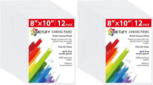 Vista 14 de Paquete de 12 Tableros de Lienzo Pequeños para Pintura de 4 x 6 pulgadas - Paneles de Mini Lienzo de 100% Algodón sin Ácidos Imprimados con Gesso