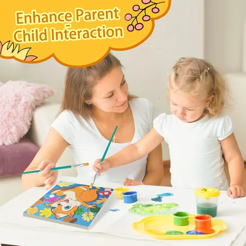 Vista 9 de Sixth Space Pintura por números para niños de 4 a 8 años, pintura al óleo acrílica preimpresa para principiantes, incluye lienzo enmarcado