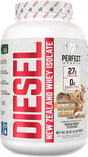 Vista 8 de PERFECT SPORTS Diesel 100% aislado de proteína de suero de Nueva Zelanda Endulzado con stevia, sin ingredientes artificiales, apto para dieta keto