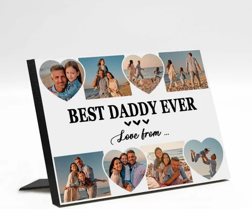 Vista 20 de InterestPrint Panel de fotos personalizado para papá y nombre para exhibición de mesa, Papá te amamos más que todas las estrellas en el cielo, marco