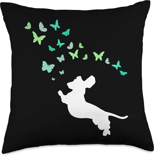 Vista 5 de Dachshund Chasing Butterflies Linda almohada, 16 x 16, multicolor