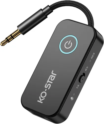Vista 8 de Receptor transmisor Bluetooth 5.4, adaptador de audio inalámbrico 2 en 1 con doble enlace para 2 auriculares, conector auxiliar de 0.138 in para TV