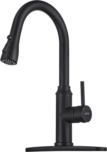 Vista 15 de Grifo de cocina dorado con rociador, grifo de fregadero de cocina de una sola manija con rociador extraíble, bronce champán, Arofa Pull down, 360°