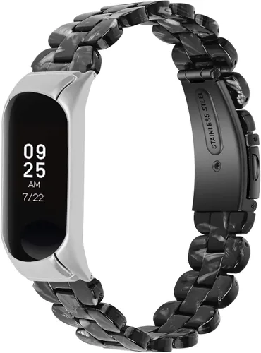 Vista 12 de Mi Band 7 - Correa de resina Barcelet, correa de repuesto de 5.7 a 8.0 pulgadas, pulsera de resina ligera, doble botón, cierre plegable, compatible