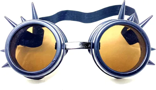 Vista 19 de Mad Scientist Time Traveler Steampunk - Gafas de disfraz de Halloween para mujeres y hombres Espiga de oro