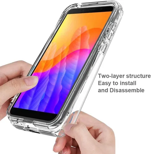 Vista 4 de Funda transparente compatible con Huawei Y5P, funda DRA-LX9 con protector de pantalla de vidrio templado, bonito protector de cristal a prueba