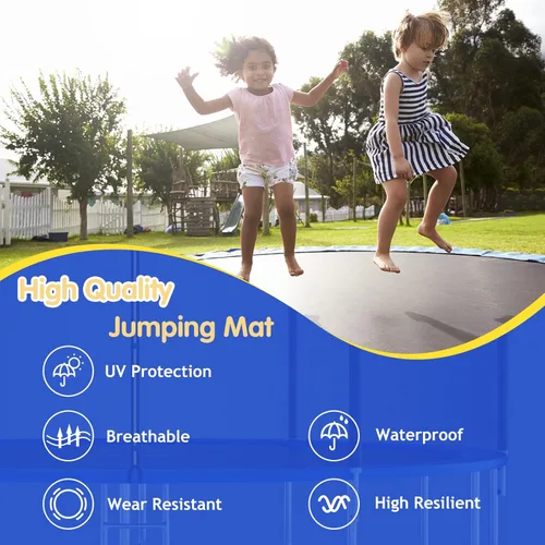 Vista 5 de GYMAX Tapete para cama elástica, 8 pies/10 pies/12 pies/14 pies/15 pies/16 pies, tapete de repuesto para trampolín con anillos en V