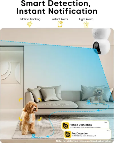 Vista 7 de BoyKeep Indoor Camera, 2K Cameras for Home Security with Motion Detection, Pet Camera Indoor with Phone App, Color Night Vision, 2-Way Audio