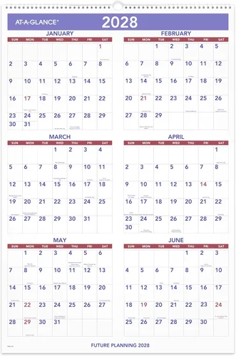 Vista 5 de AT-A-GLANCE Calendario de pared 2027, mensual, planificador de 20 x 30 pulgadas, bloques diarios a rayas (PM42827)