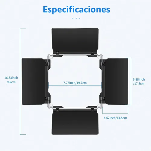 Vista 5 de Neewer Puerta de granero de luz LED profesional para panel de luz LED Neewer 480, 4.5 x 6.9 pulgadas, construcción de metal sólido