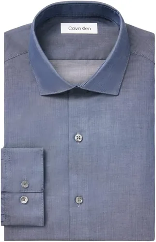 Vista 3 de Calvin Klein Camisa de vestir con puños franceses de espiga y ajuste regular para hombre