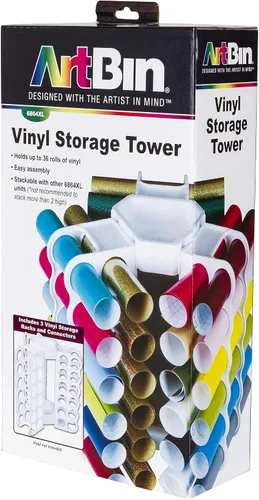 Vista 4 de ArtBin - Torre de almacenamiento (12 rollos de vinilo), color blanco Torre de almacenamiento de vinilo