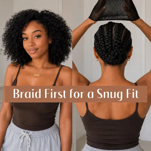 Vista 4 de Dreamlover Gorras de peluca de ganchillo, gorras de malla negra para pelucas, 3 piezas Tubi wig caps for overnight frizz-free wrapping, Fits curly
