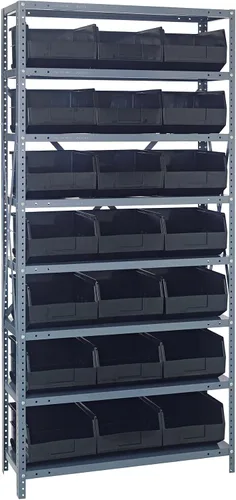 Vista 81 de Quantum QSBU-245BK Heavy Duty Shelving Unit with (7) Shelves and (24) QUS245 Black Bins for Garage Warehouse Storage Distribution 400 lb Load