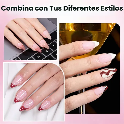 Vista 2 de Beetles - Kit de uñas de gel, 288 puntas de uñas medianas de almendra