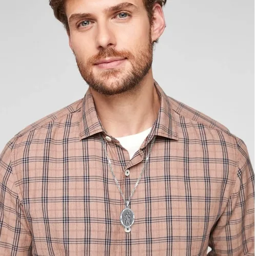 Vista 6 de LOOVE Collar de plata de ley 925 de San MiguelSan CristópaloCrucifijo de JesúsSan BenitoVirgen María milagrosa para hombres y mujeres arcángel