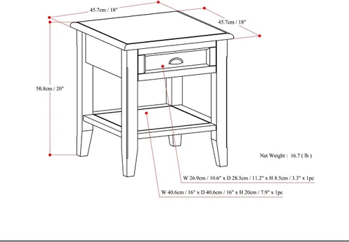 Vista 3 de SIMPLIHOME Burlington - Mesa auxiliar cuadrada de transición de madera maciza de 18 pulgadas de ancho, color marrón caoba para sala de estar