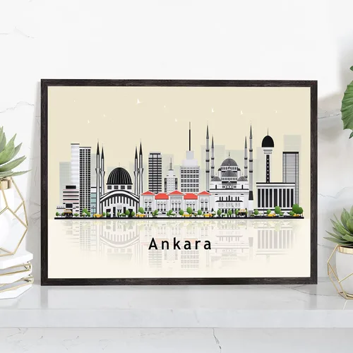 Vista 46 de Pera Print ADANA - Póster de Adana Turquía, ilustración de horizonte urbano de ciudad, póster moderno de pavo, impresión de paisaje urbano y punto