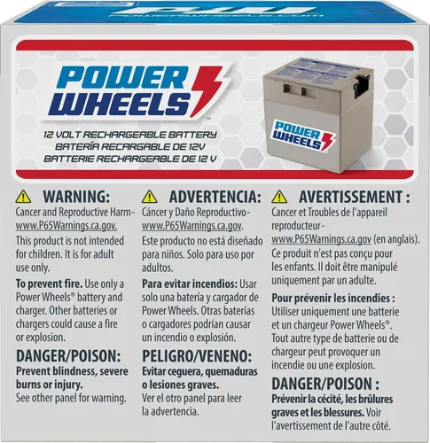 Vista 2 de Power Wheels Batería de repuesto de juguete para montar (12 voltios, 12 Ah, recargable para vehículos preescolares)