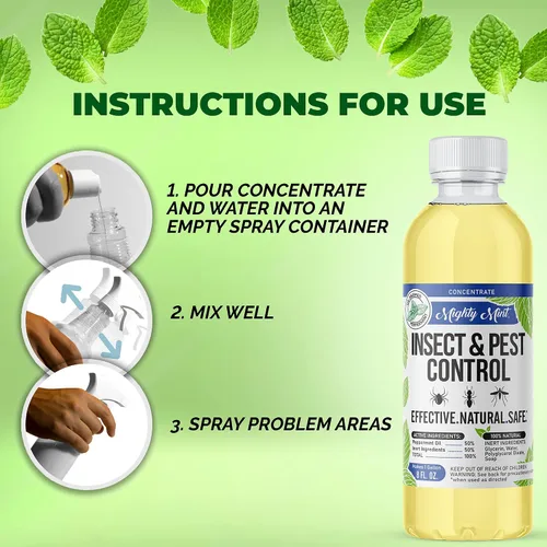 Vista 2 de Mighty Mint Concentrado repelente de insectos de aceite de menta – Control natural de insectos en interiores y exteriores para arañas, hormigas