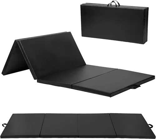Vista 12 de Exercise Mat 2'x6'/4'x8'/4'x10' Gymnastics Mat Folding Gymnastics Tumbling Mats 1.6"-2" Thick PU Leather Yoga Mat Portable With Carrying Handles for