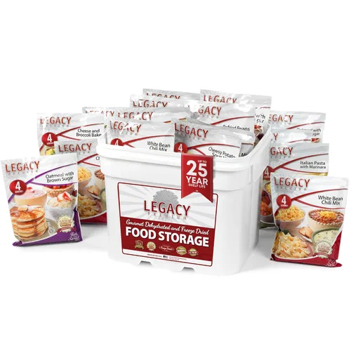 Vista 11 de Almacenamiento de alimentos de supervivencia, 60 porciones grandes, surtido de comidas liofilizadas, 18 libras, kit de suministro de preparación