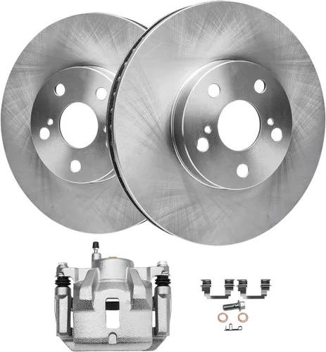 Vista 53 de Detroit Axle - Kit de freno delantero para Toyota RAV4 Prius V Lexus HS250h Scion xB Rotores de freno de disco de 10.83 pulgadas Pinza de freno