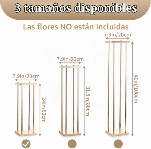 Vista 3 de Sziqiqi Jarrón dorado para centros de mesa de boda, jarrones de columna