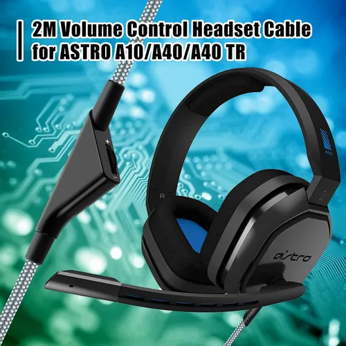 Vista 2 de Cable trenzado de repuesto para cable Astro A40, cable trenzado de auriculares A10, cable de control de volumen de 6.5 pies/6.6 ft compatible