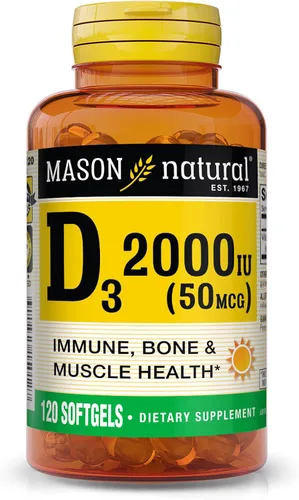 Vista 16 de MASON NATURAL Vitamina D3 2,000 UI Ultra Fuerza, Apoya la Densidad Ósea, Fuerza y Salud Inmune, 300 Cápsulas Blandas