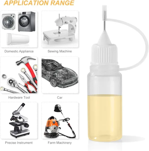 Vista 5 de EXCEART 10 botellas de pegamento con punta de aguja, 0.3 fl oz, aplicador de punta de apriete recargable de precisión, botella de plástico con aguja