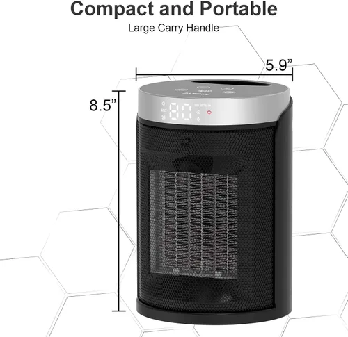 Vista 7 de Calentador de Espacio, AUBKN Pequeños Calentadores Eléctricos Portátiles para Uso en Interiores con Termostato y Control Remoto, Temporizador