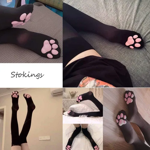 Vista 5 de Calcetines de patas de animales, loco diseño en 3D de patas de gatos, perros y tigres. Divertido regalo navideño para mujer u hombre adultos