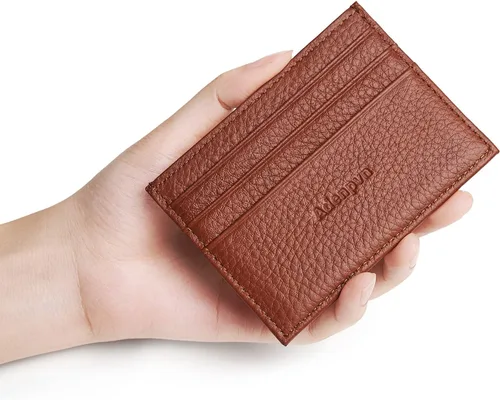 Vista 19 de Cartera de tarjeta de crédito de cuero genuino, billetera minimalista, inserciones de billetera delgada, 003, Estuche para tarjetas de crédito