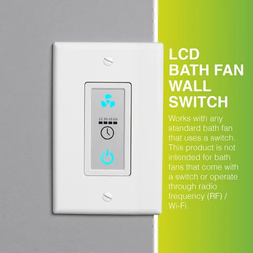 Vista 5 de Homewerks 7150-11 - Interruptor de control LCD para ventilador de baño con temporizador para interruptor de 2 funciones