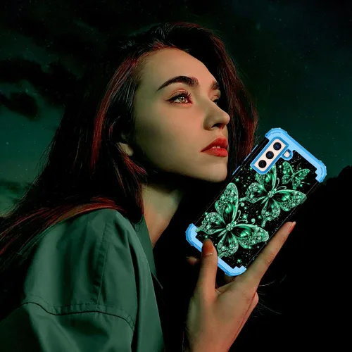 Vista 8 de Casetego Funda compatible con Galaxy S21 5G, tres capas, resistente, a prueba de golpes, protección completa, policarbonato duro y TPU suave