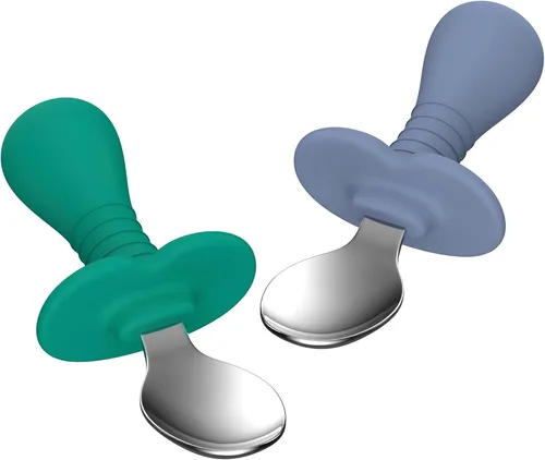 Vista 8 de Juego de 4 cucharas para bebés, juego de cubiertos para niños con mango de silicona, cucharas seguras para niños de acero inoxidable 18/8, sin BPA