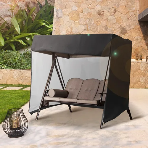 Vista 3 de Funda para columpio de exterior, impermeable 420D, resistente al agua, para columpio de 3 plazas, 87 x 49 x 67 pulgadas, protector resistente a